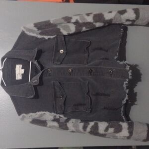 Vintage Havana black denim jacket contrasting camouflage Size small